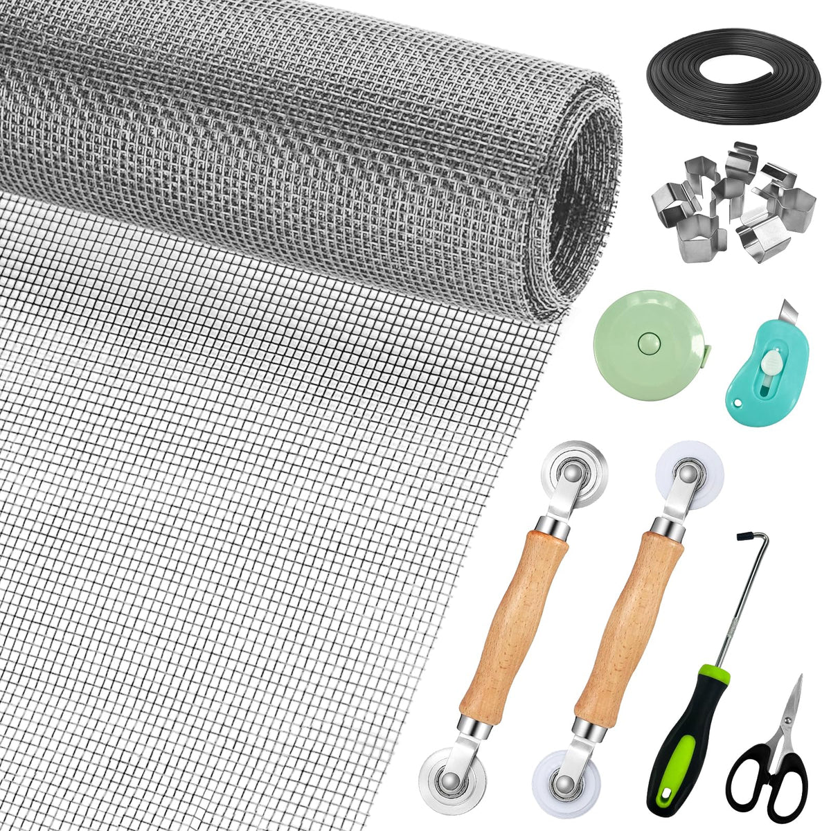 Ghguole window screen replacement kit with 48x178 grey mesh for seamless repair