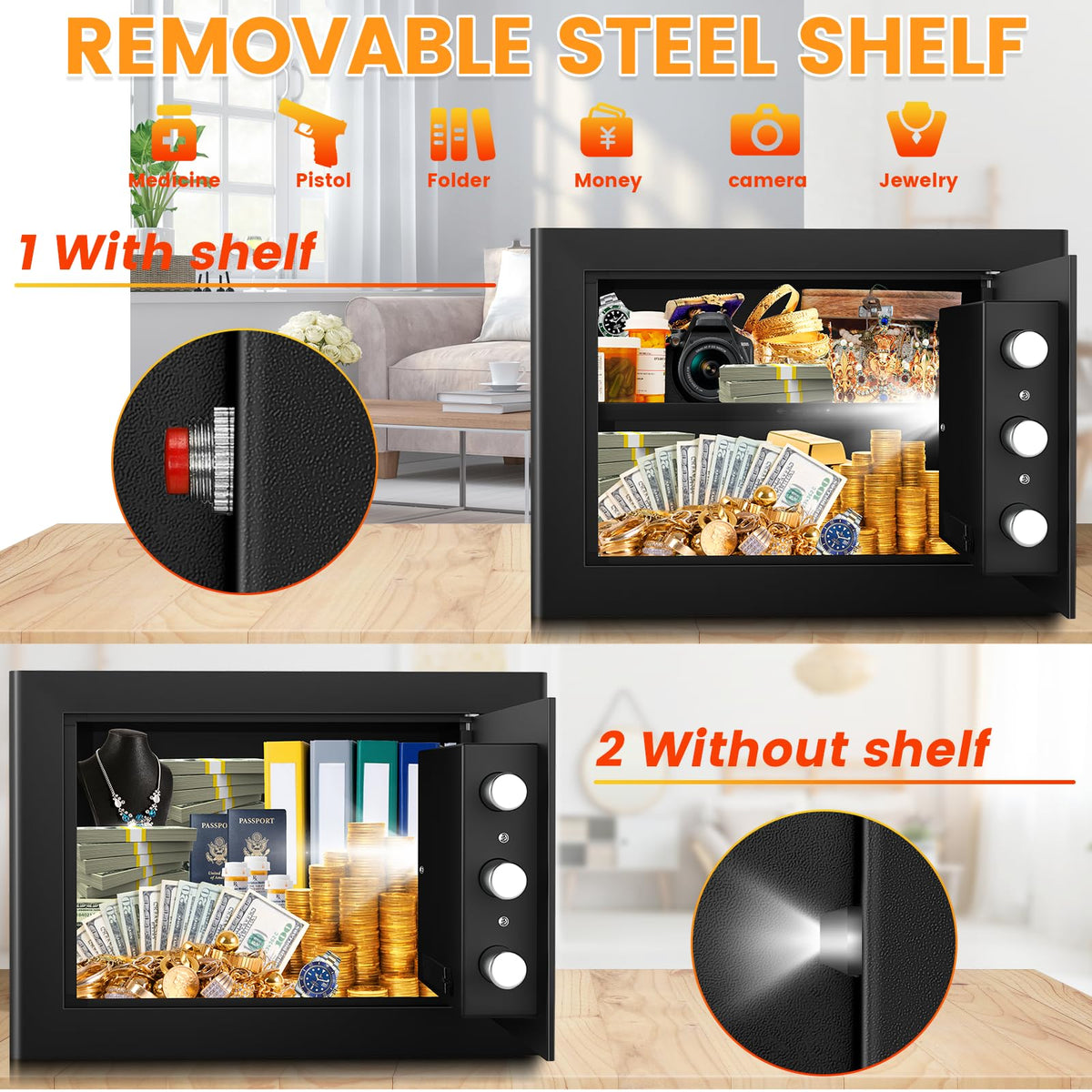 GHJGAGE compact dimensions fit in wardrobe, drawer, or hotel safe
