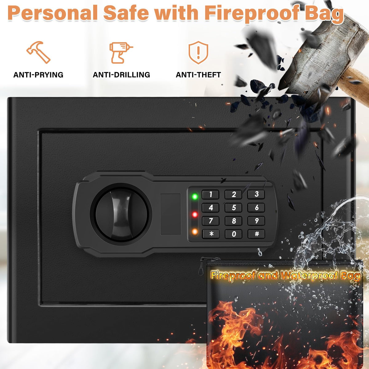 GHJGAGE digital keypad lock close-up highlighting controlled entry