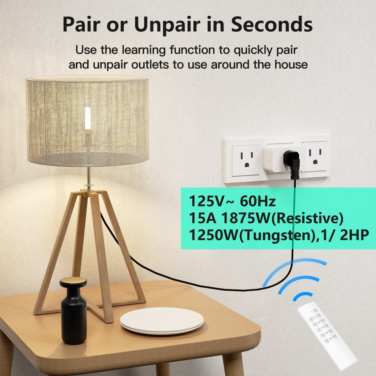 G-Homa remote outlet with 100ft signal through walls for easy access