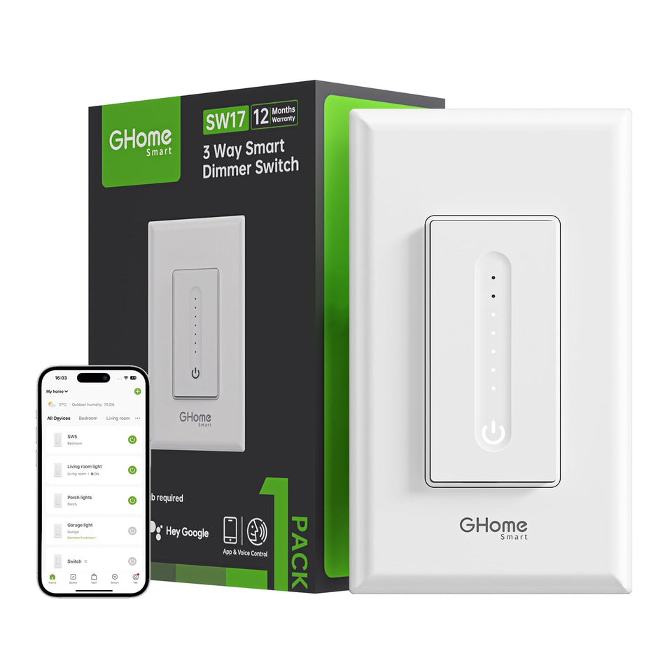 GHome Smart 3-way dimmer switch installation enabling multi-location light control.