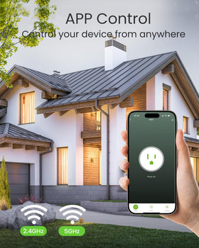 GHome Smart plug with Alexa and Google Home logos for voice control