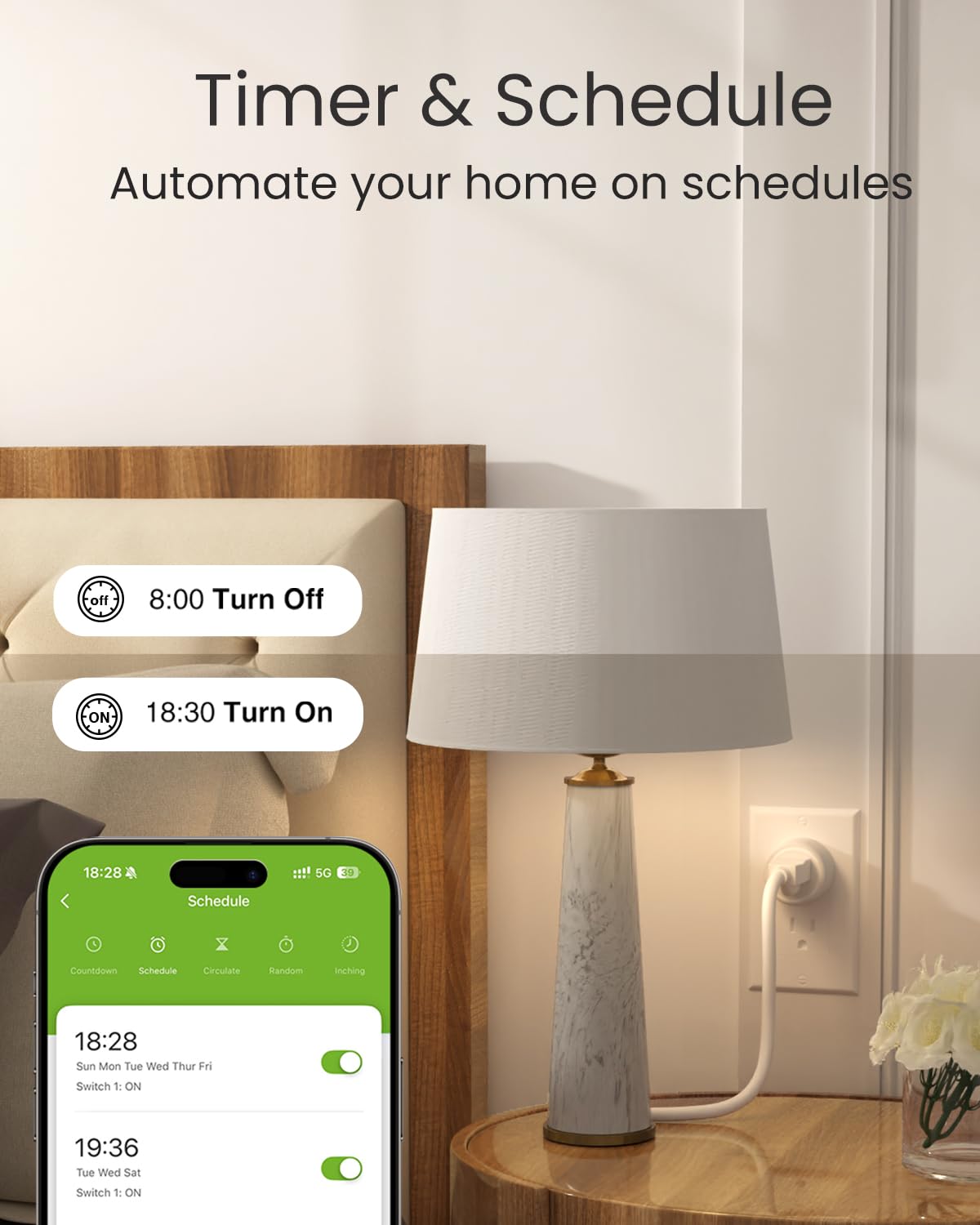 GHome Smart app remote control panel manage outlets from anywhere.