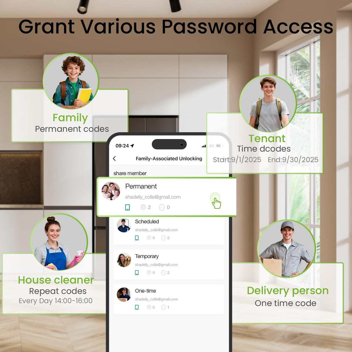 GHome Smart deadbolt auto lock feature for family safety.