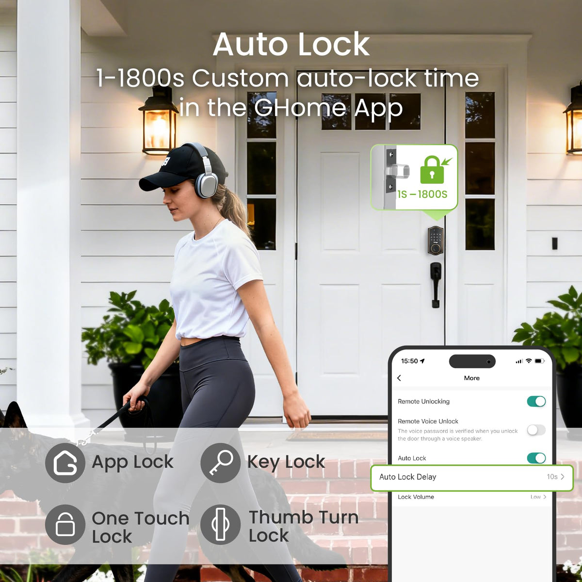 GHome Smart deadbolt battery life indicator for long lasting power.