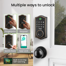 GHome Smart deadbolt fingerprint recognition in action for quick access.