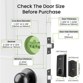 GHome Smart deadbolt left and right door compatibility for versatile mounting.