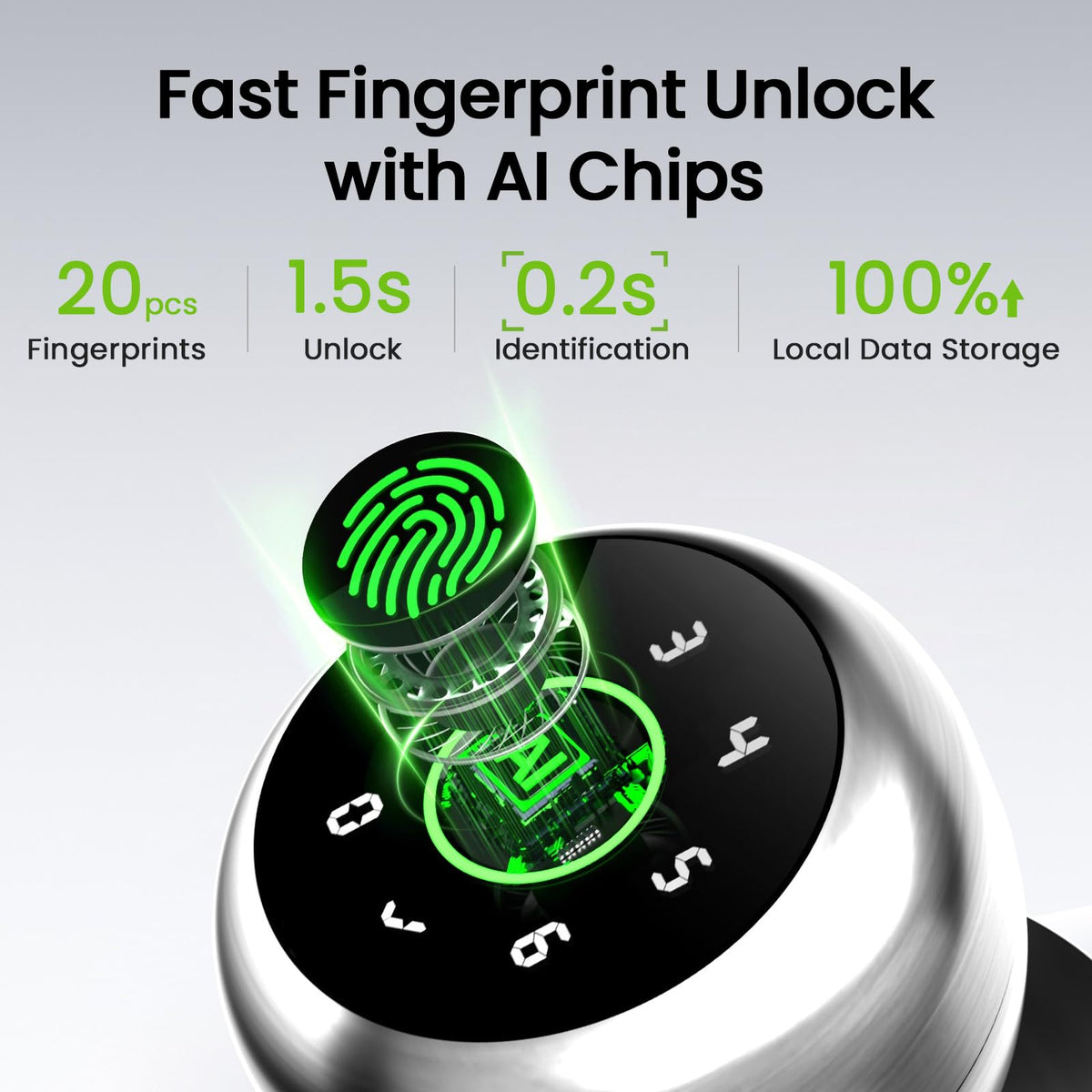 GHome Smart door lock app control with mobile management on screen.