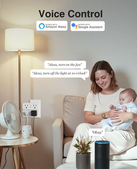 GHome Smart Dual Plug voice control with Alexa and Google Home for hands-free operation.
