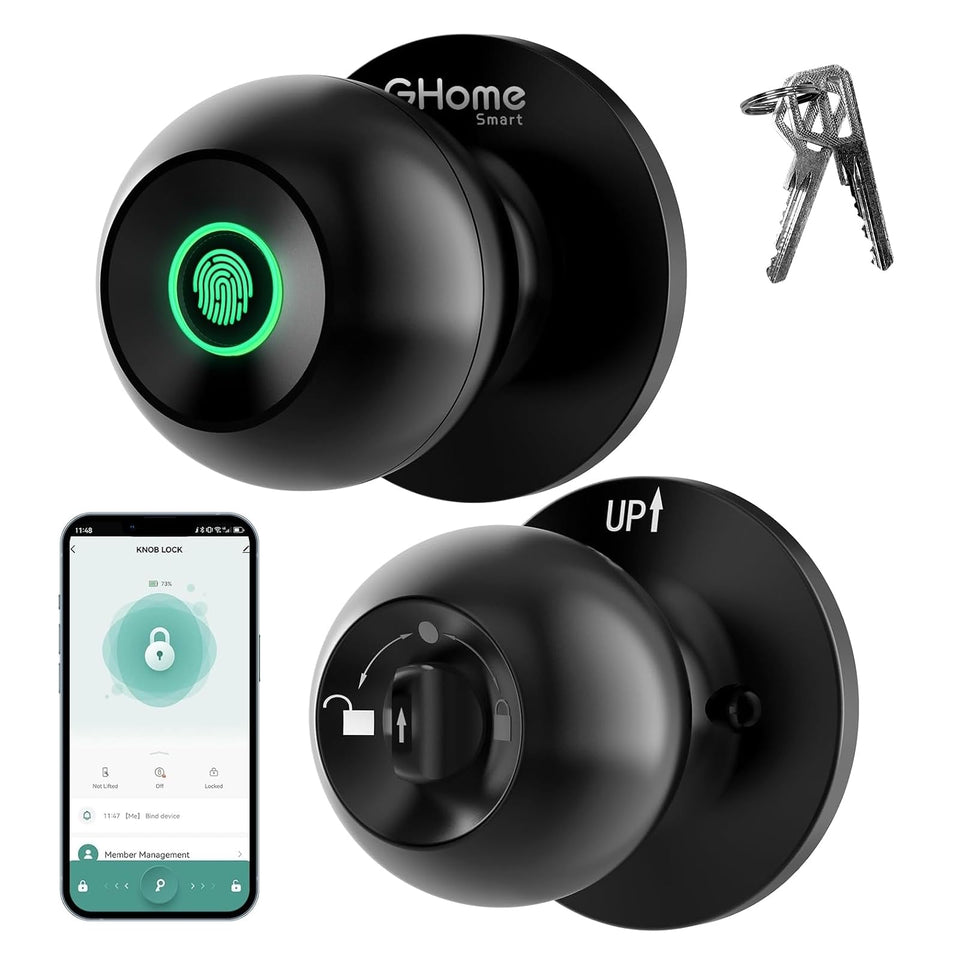 GHome Smart fingerprint door lock front view with rapid biometric entry