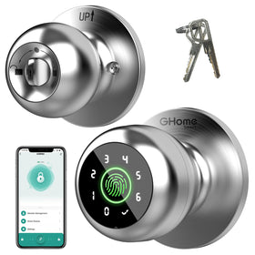 GHome Smart fingerprint door lock front view for secure home entry.