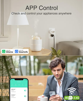 GHome Smart Plug Mini compact design fits neatly into small outlets.