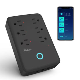 GHome Smart Plug Outlet Extender front view, compact design for space-saving organization.