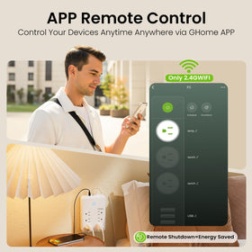 GHome surge protector safely supports high-wattage appliances.