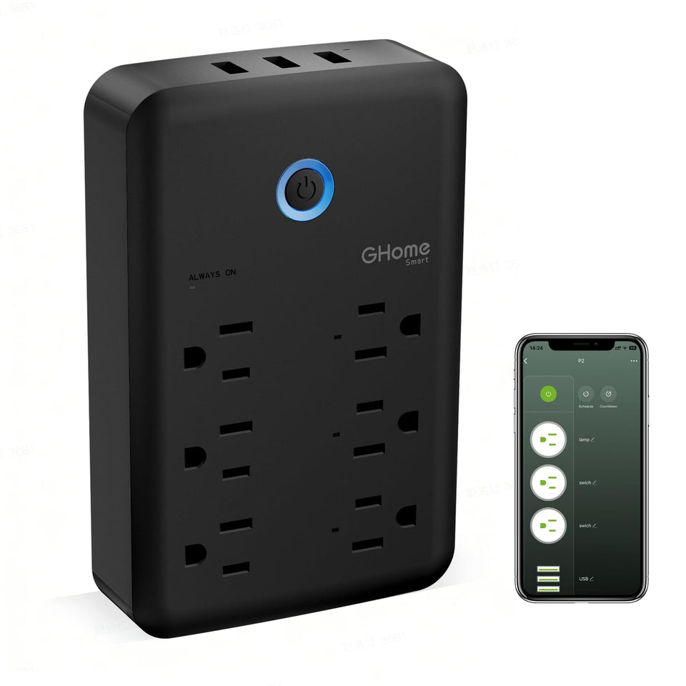 GHome Smart Power Strip with nine outlets enables flexible control for multiple devices.