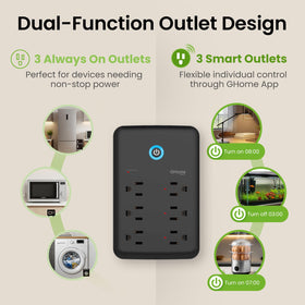 GHome Smart Power Strip timers and schedules automate functions like lamps and fans.