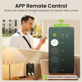 GHome Smart Power Strip USB ports operate in group mode for unified charging management.
