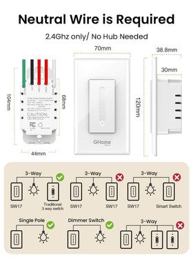 GHome Smart single-pole dimmer for standalone use.