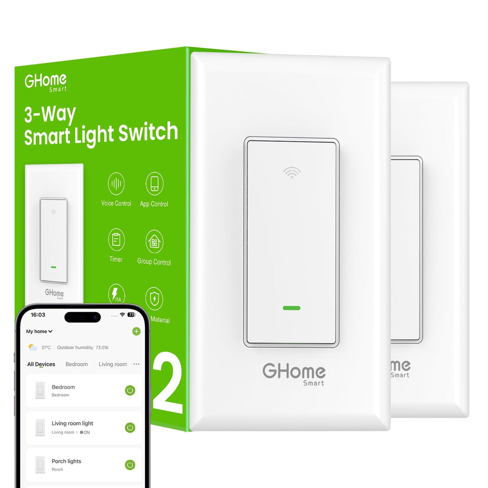 GHome Smart Switch 3Way installation demonstrates multi-location control.