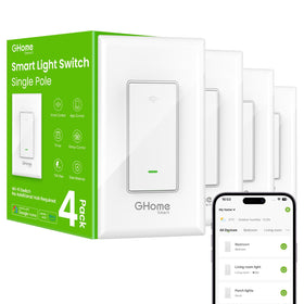 GHome Smart Switch front view highlights compact design for seamless wall integration.