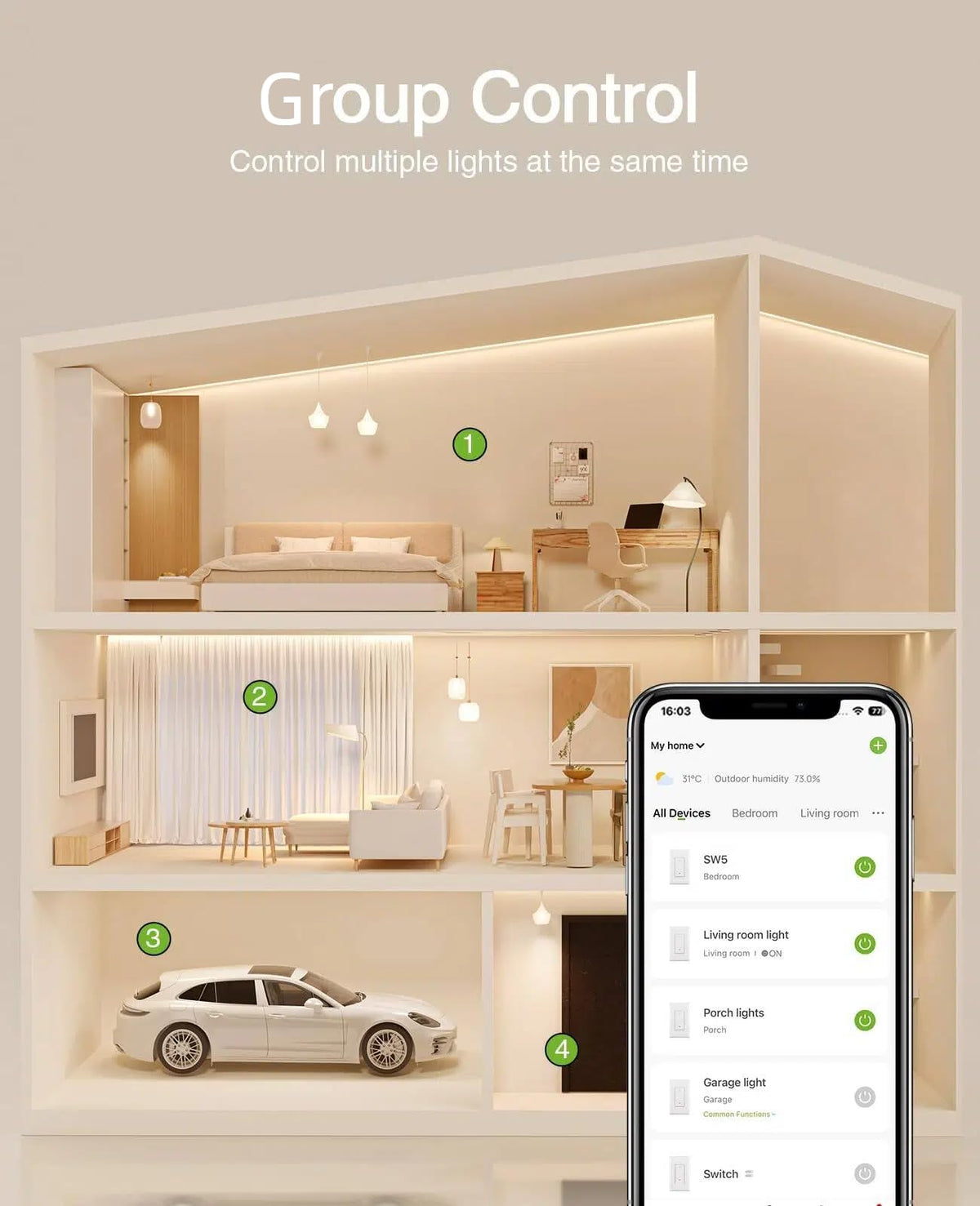 GHome Smart Switch scheduling timer demonstrates automating lights for routines.