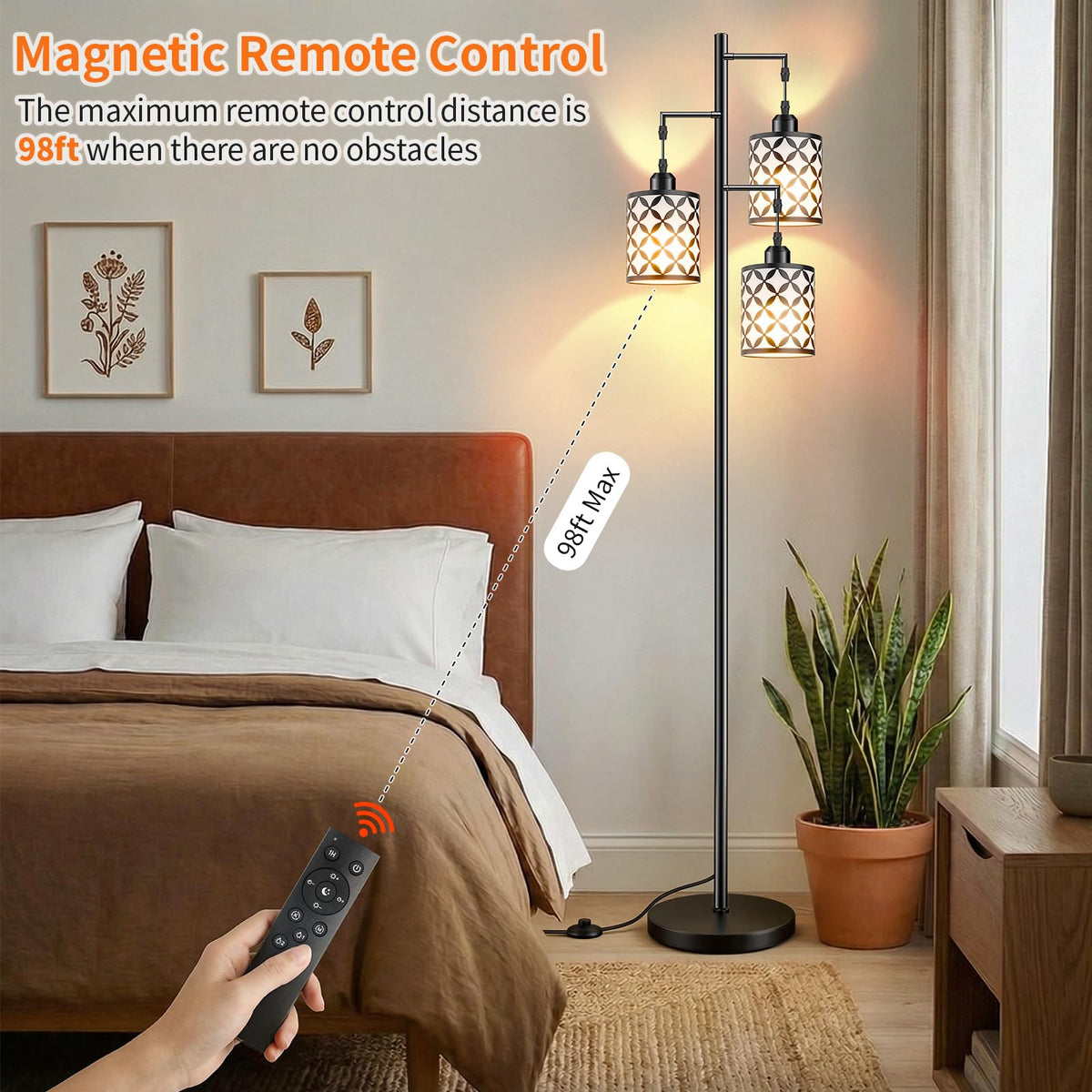 GHOOCEMLUX 72 inch tall tree floor lamp brightens large spaces.