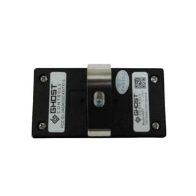 Ghost Controls AXP1 remote battery compartment open, emphasizing easy CR2032 power replacement.