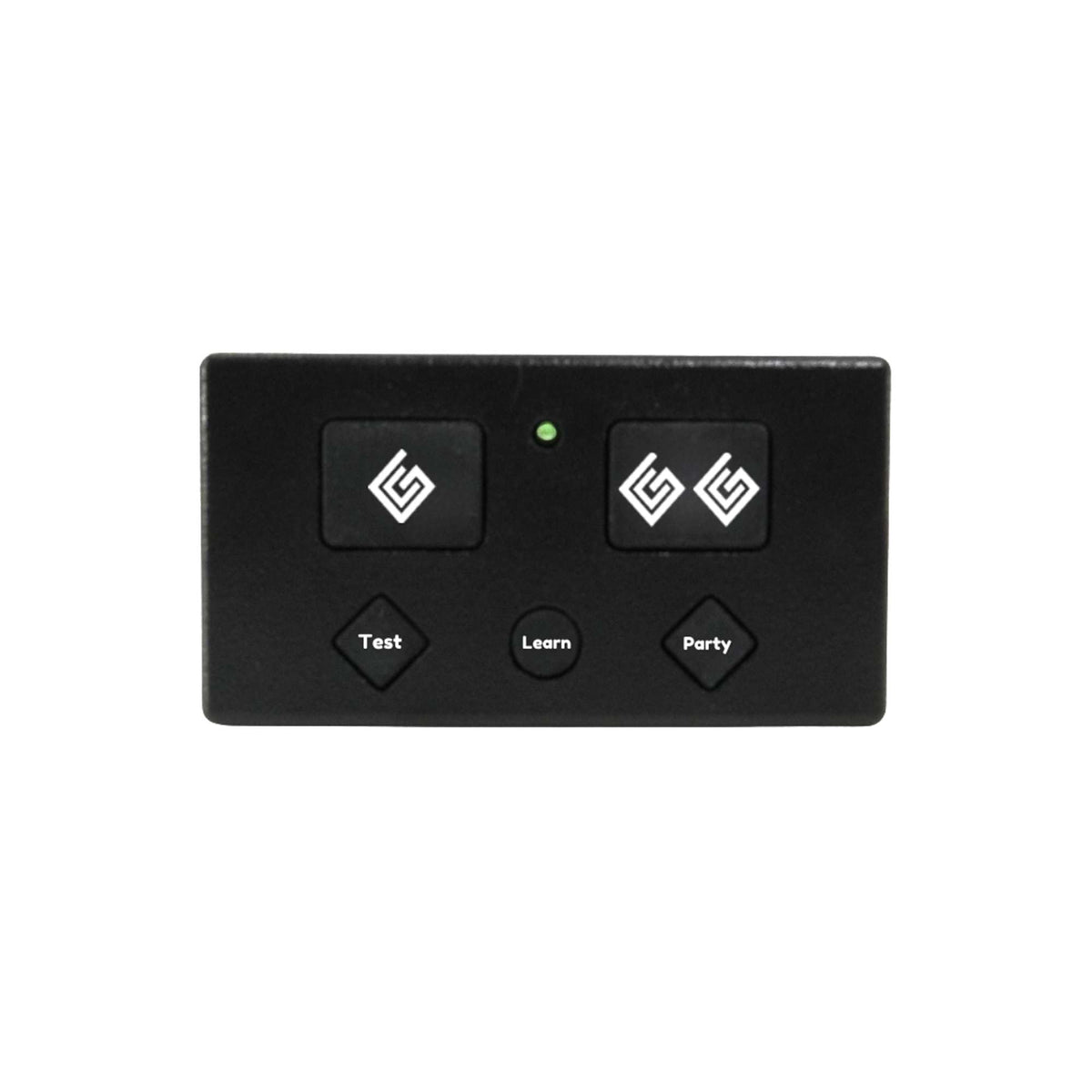 Ghost Controls AXP1 remote transmitter front view highlighting its five-button layout for versatile gate control.