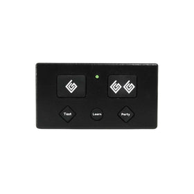 Ghost Controls AXP1 remote transmitter front view highlighting its five-button layout for versatile gate control.