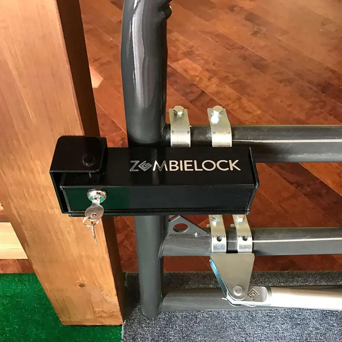 Ghost Controls AXZL ZombieLock locked-gate view with automatic lock engagement.