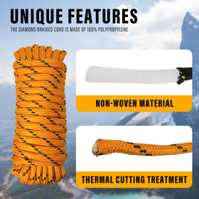 GIAHAND outdoor orange rope, 50ft, ideal for drying gear