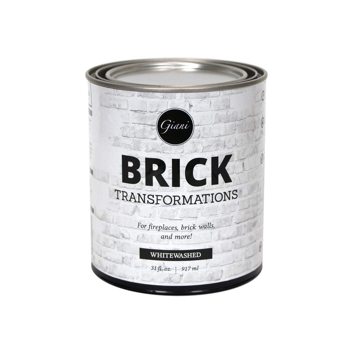 Giani Brick Transformations on brick wall for a fresh, durable whitewash finish.