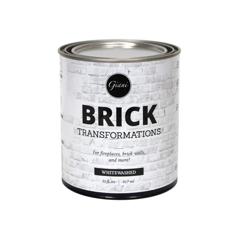 Giani Brick Transformations on brick wall for a fresh, durable whitewash finish.