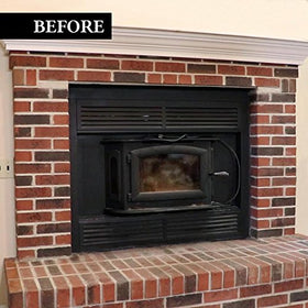 Giani Brick Transformations Whitewash finished wall without tools included disclaimer.