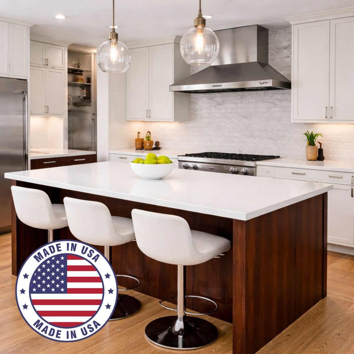 Finished counter shows glassy quartz-like shine with durable protection.