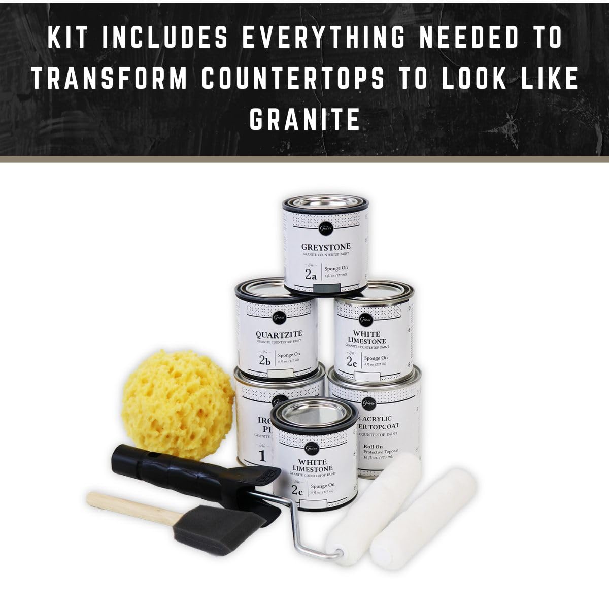 Giani Granite Countertop Paint Kit 2.0 White Diamond roller for smooth, even application