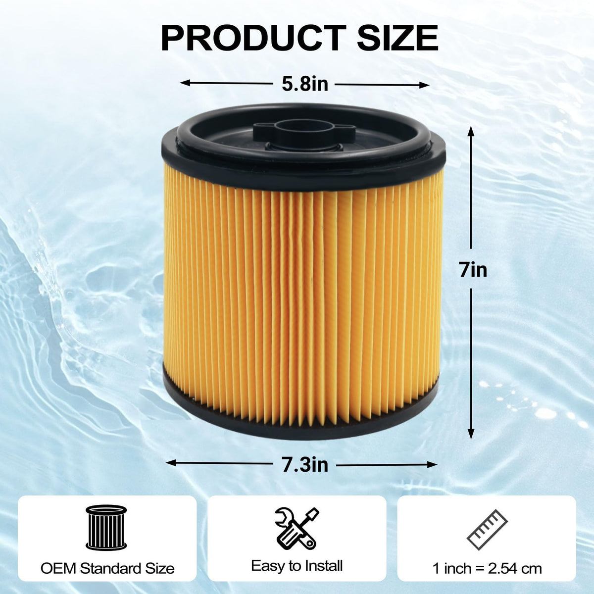 GIBTOOL cartridge filter with retainer for quick replacement in your vacuum.