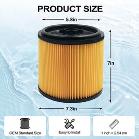 GIBTOOL cartridge filter with retainer for quick replacement in your vacuum.