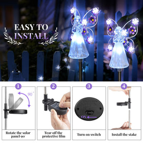 GIGALUMI memorial angel lights for graves create serene yard decor.