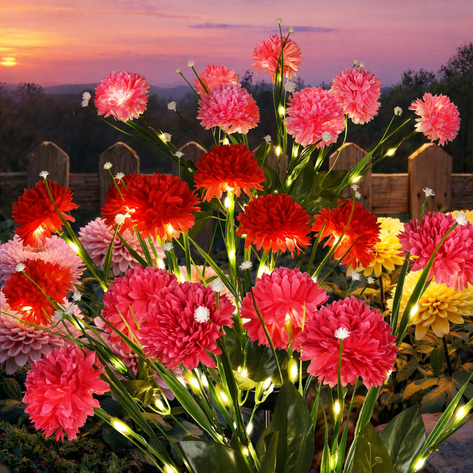 GIGALUMI solar chrysanthemum light overview with lifelike blooms for stylish garden decor