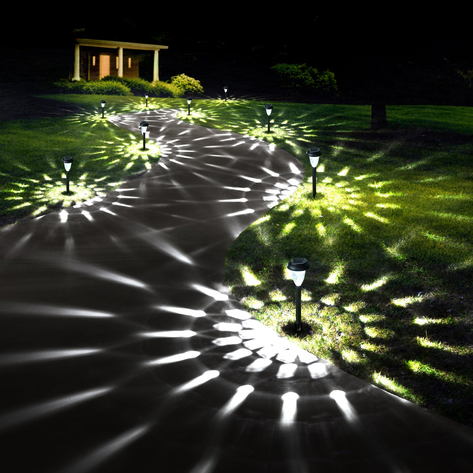 GIGALUMI twelve-pack pathway lights brighten walkways with elegant solar power