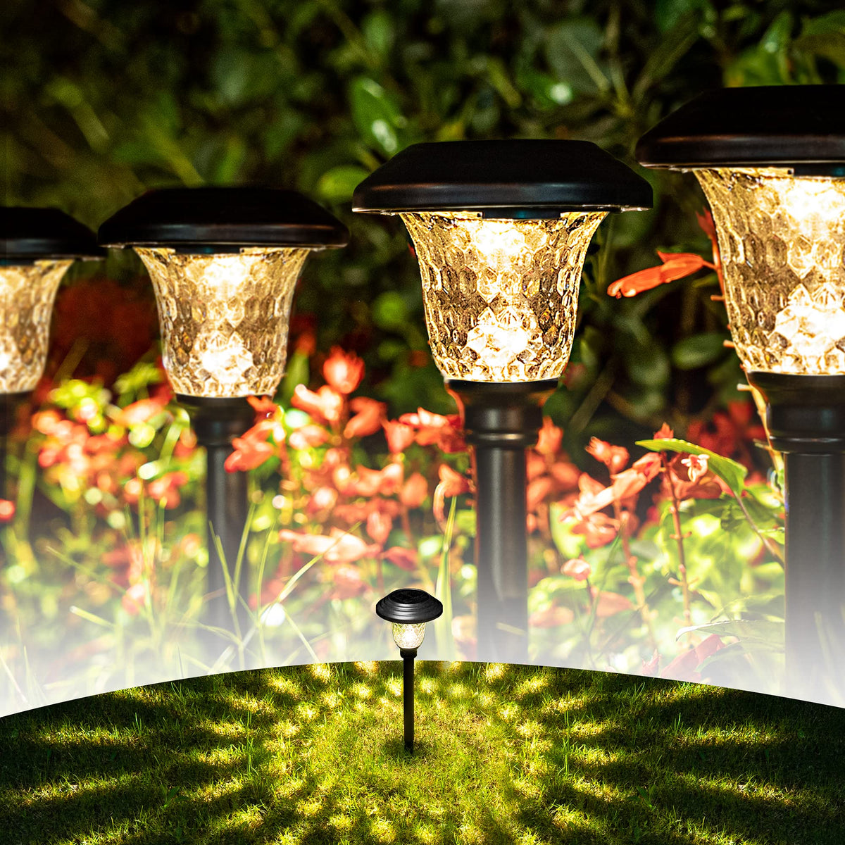 GIGALUMI 8-pack solar pathway lights brighten walkways at night