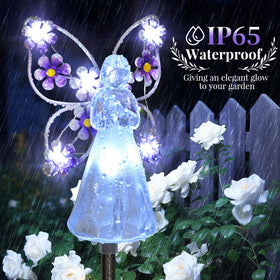 GIGALUMI angel garden decor with 7 LEDs for a gentle glow.