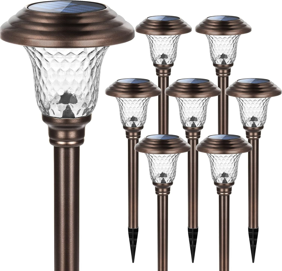 GIGALUMI brown-finish walkway light complements landscape styling