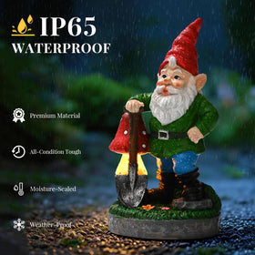 GIGALUMI day-night gnome garden adds character that shines after dark.