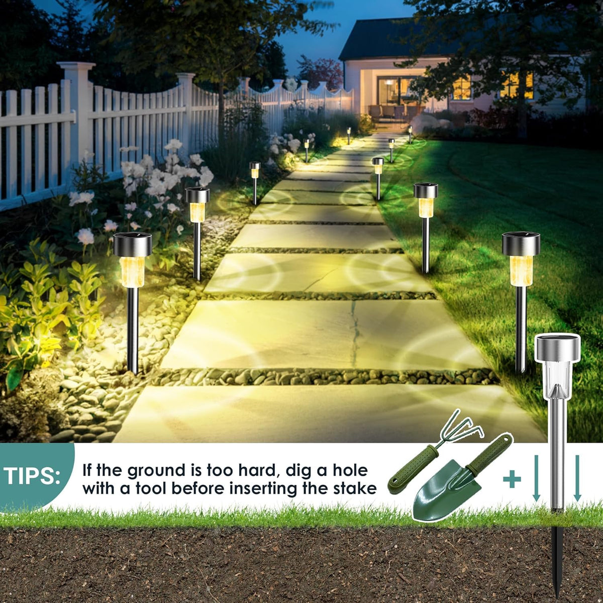 GIGALUMI garden decor lights along paths accent borders at night