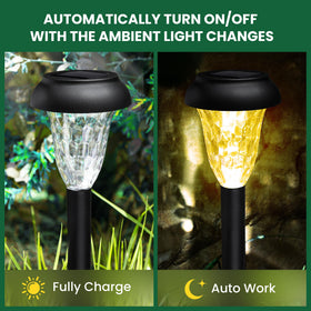 GIGALUMI waterproof yard lights withstand rain and sprinklers while lighting walkways.