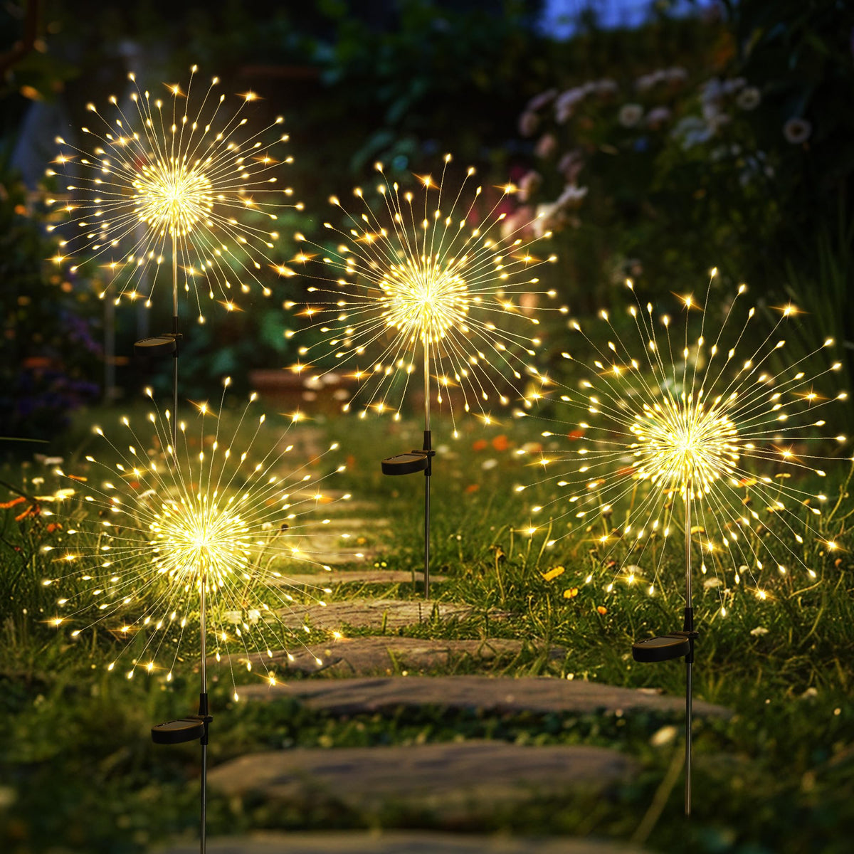 GIGALUMI garden lights 4-pack illuminate outdoor spaces with warm white glow