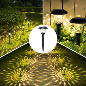 GIGALUMI glass lampshade sunflower pattern creates decorative glow along paths