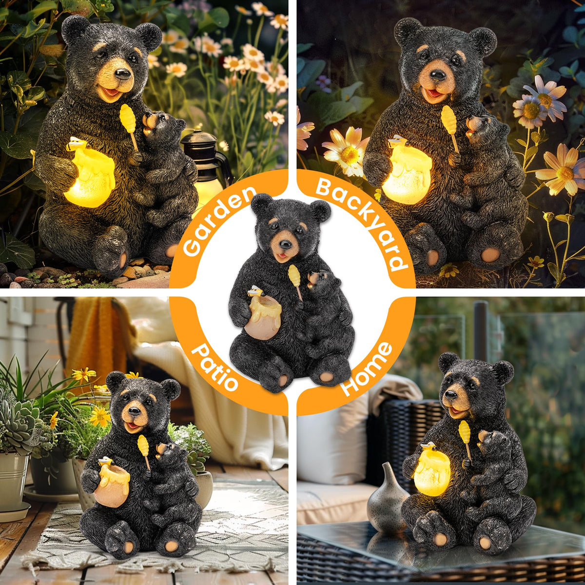 GIGALUMI hand-painted bear garden statue adds color to outdoor spaces
